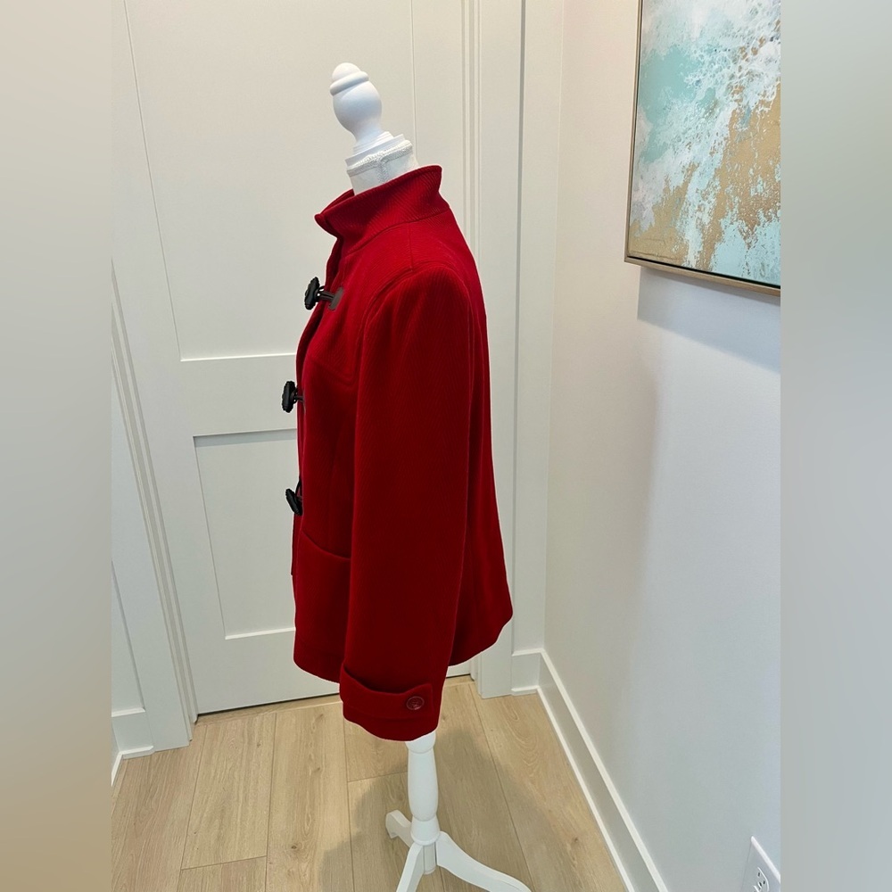 Talbots Mockneck Red Toggle Jacket Patch Pocket W… - image 12